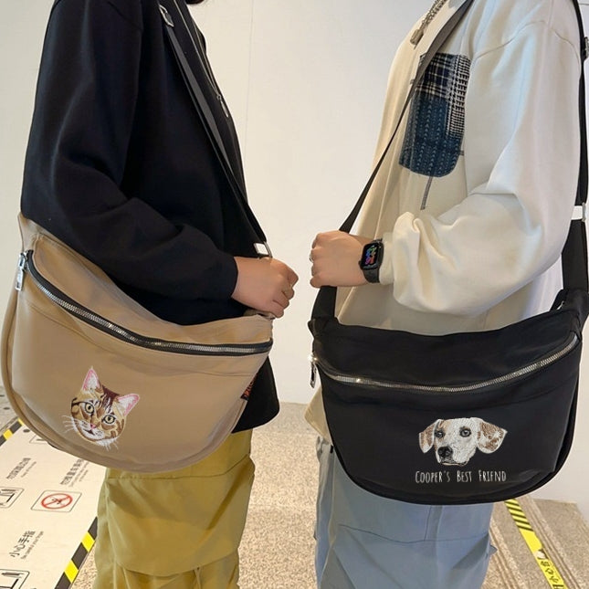 Broderad crossbody-väska | Skräddarsytt realistiskt husdjursporträtt efter ditt eget foto