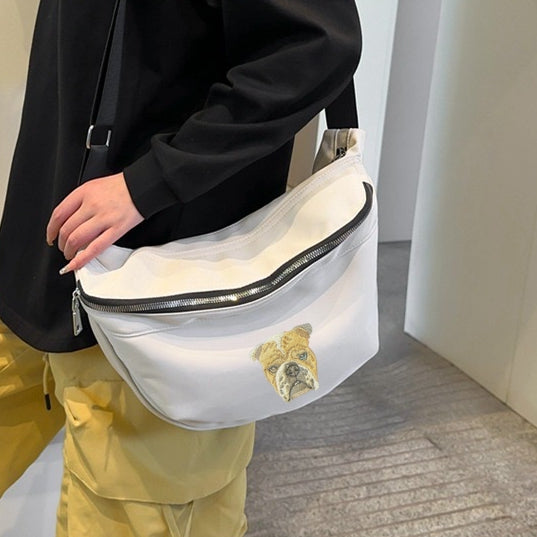 Broderad crossbody-väska | Skräddarsytt realistiskt husdjursporträtt efter ditt eget foto