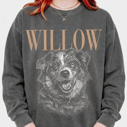 ＼ Ditt husdjur i snygg vintage-design  ／ Amerikansk Retro Sweatshirt med Husdjursfoto 02