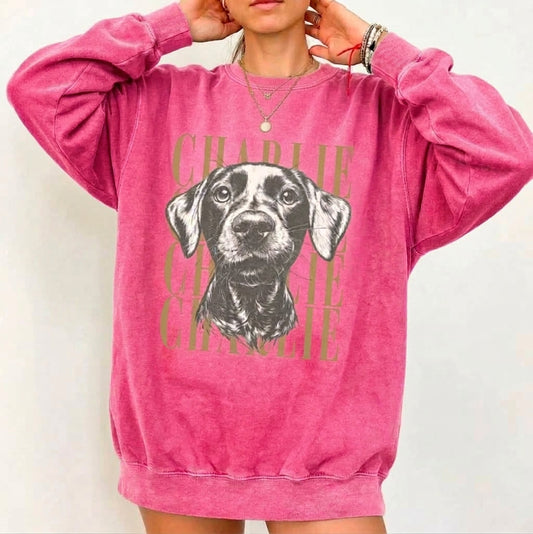 ＼ Ditt husdjur i snygg vintage-design  ／ Amerikansk Retro Sweatshirt med Husdjursfoto 03