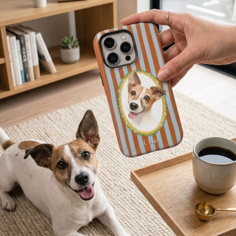 Personligt Mobilskal med Foto & Namn – För Hund & Katt
