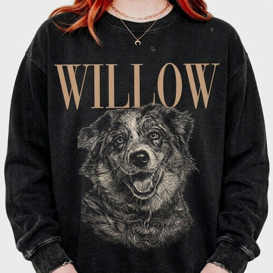 ＼ Ditt husdjur i snygg vintage-design  ／ Amerikansk Retro Sweatshirt med Husdjursfoto 02