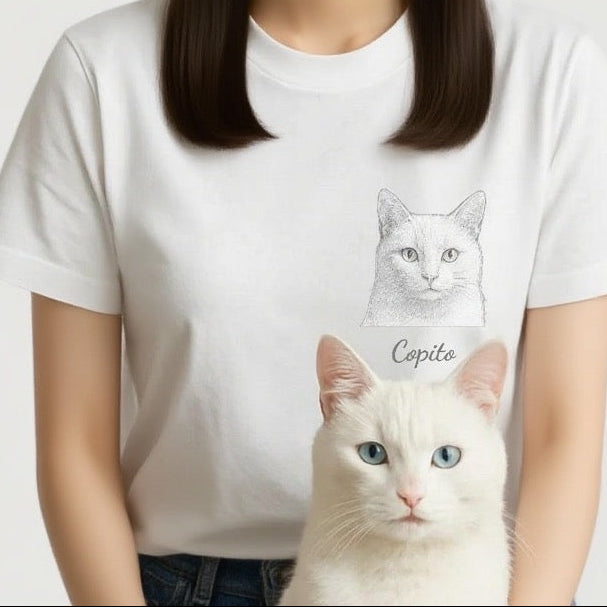 Personlig T-shirt med husdjursmotiv – Skräddarsytt foto i elegant svartvit stil