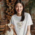 Personlig T-shirt med stort husdjurstryck – Skräddarsytt foto i minimalistisk linjekonst