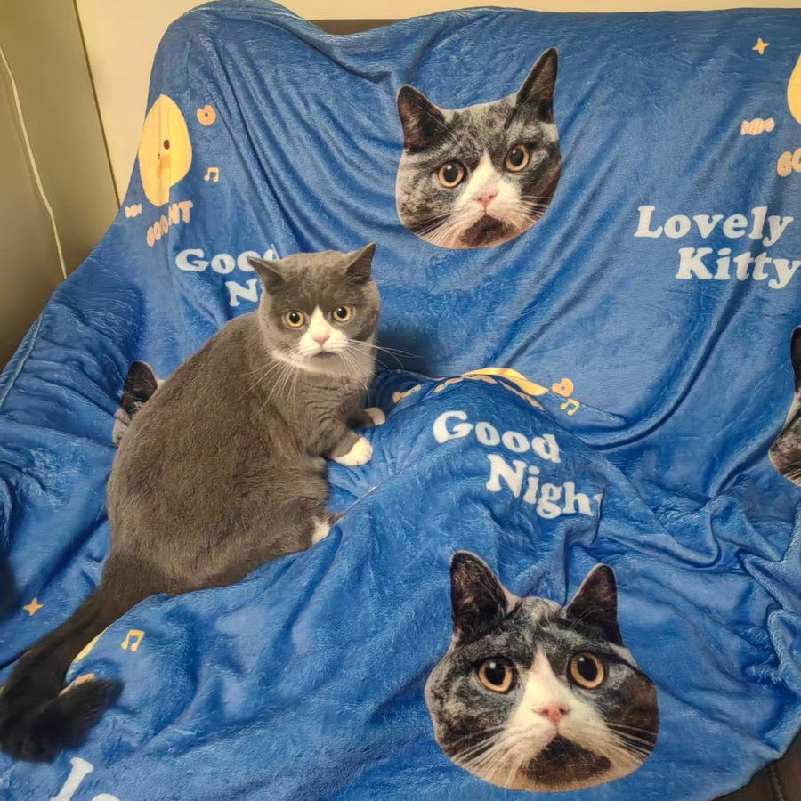 Personliga husdjursprodukter – filt med foto på din älskade hund eller katt｜Specialbeställning