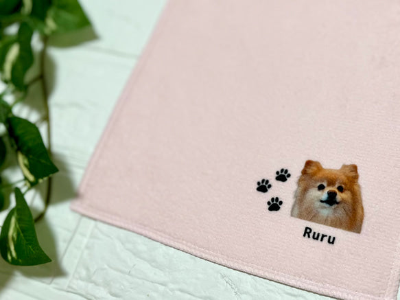 🐱🐶ペットのポートレートと名前をパーソナライズしたハンカチのカスタマイズ•うちの子ミニタオル•うちの子ギフト•うちの子グッツ•うちの子ブランケット•うちの子オーダー•香典返し　 - Fallook