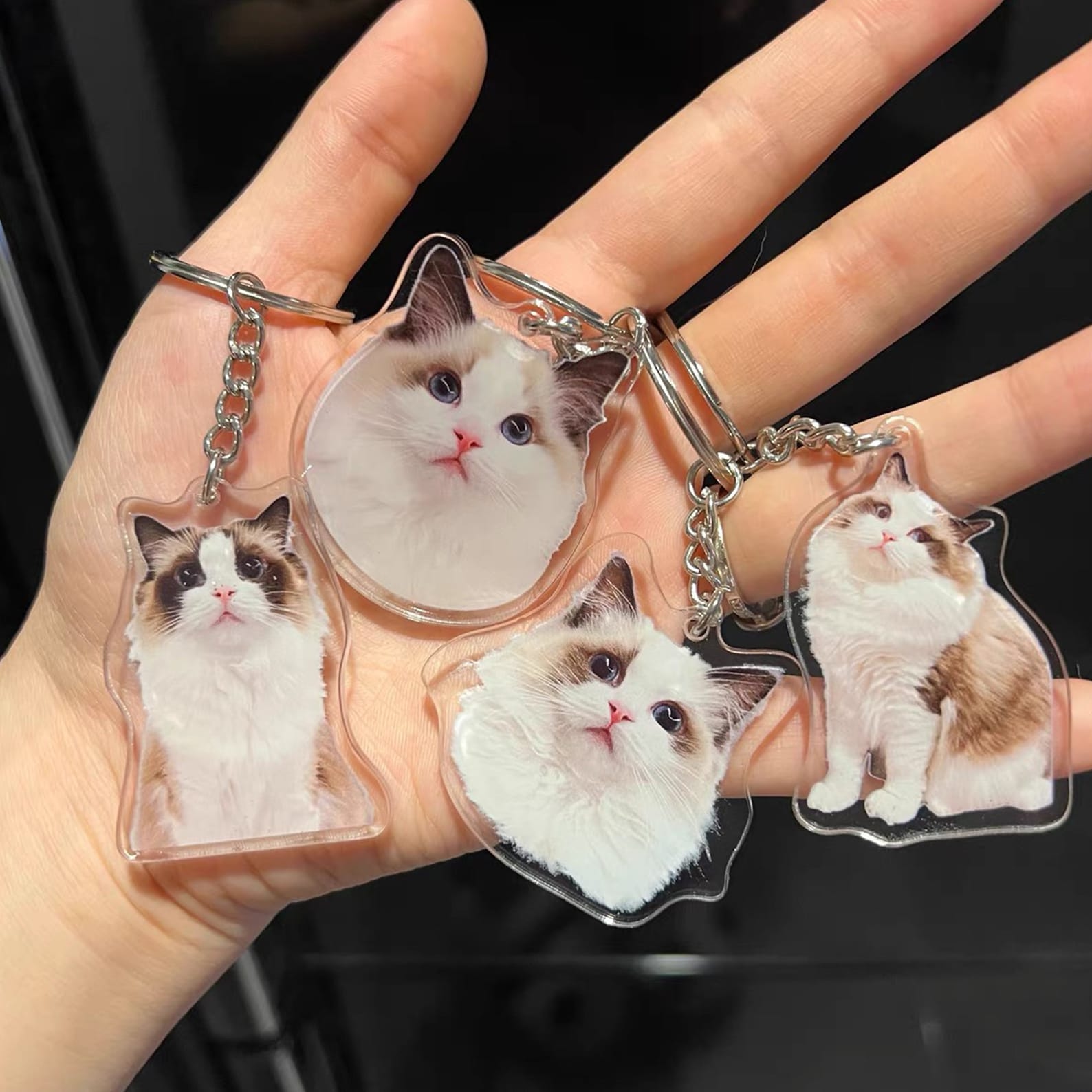 猫·犬 パーソナライズされたペットの写真のキーホルダー - Fallook
