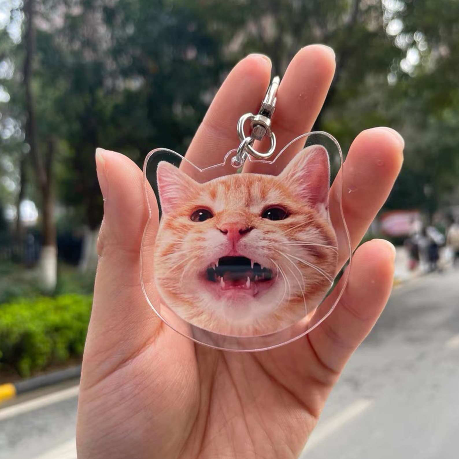 猫·犬 パーソナライズされたペットの写真のキーホルダー - Fallook