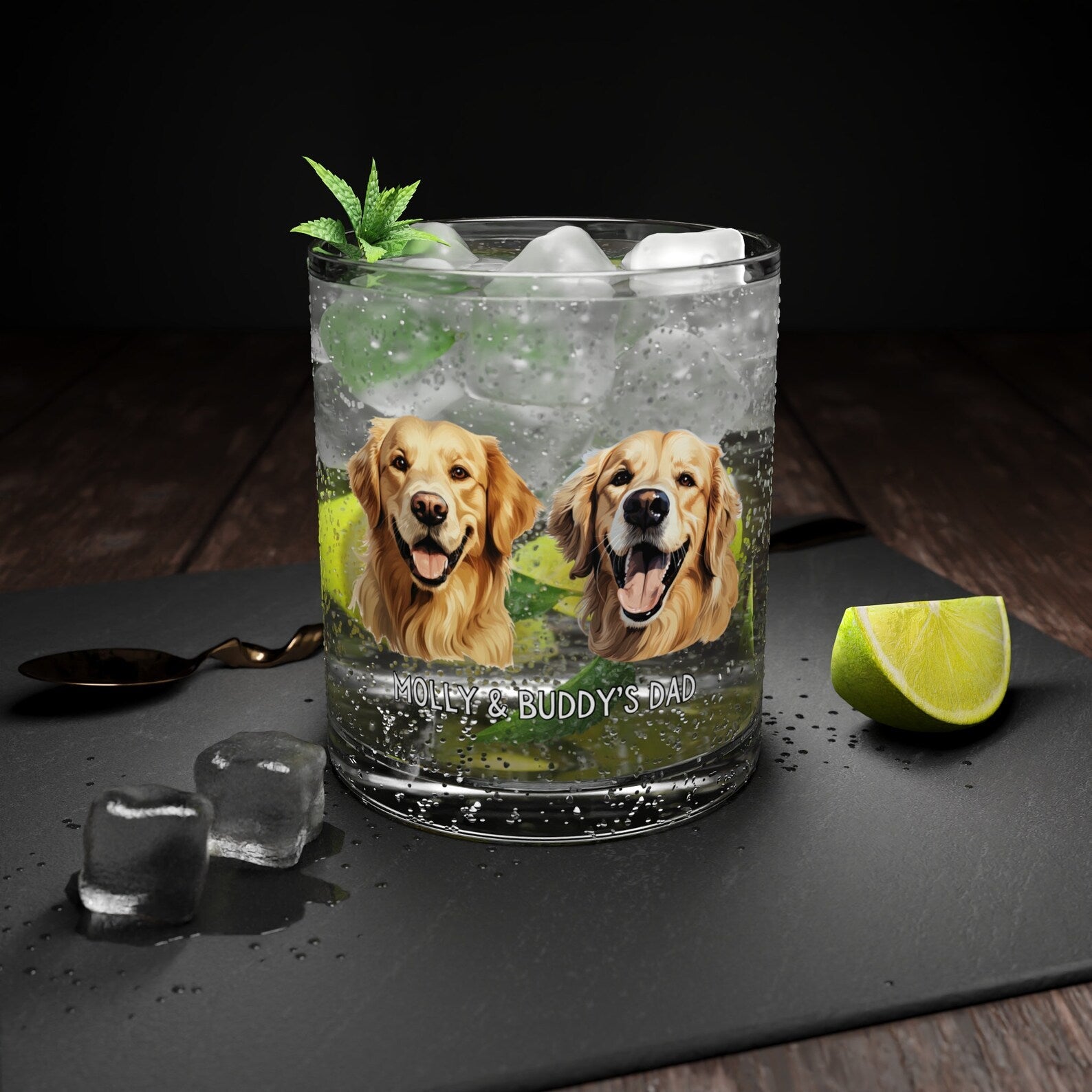 Personligt whiskyglas med foto & namn – Perfekt present till hund- och kattägare