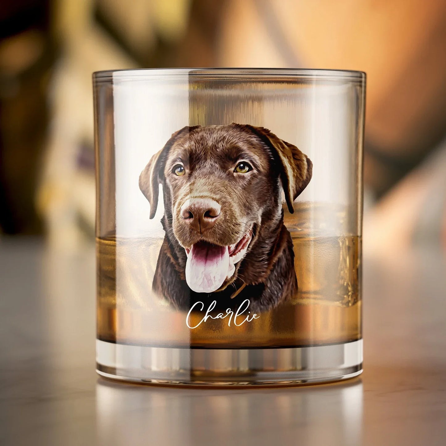 Personligt whiskyglas med foto & namn – Perfekt present till hund- och kattägare