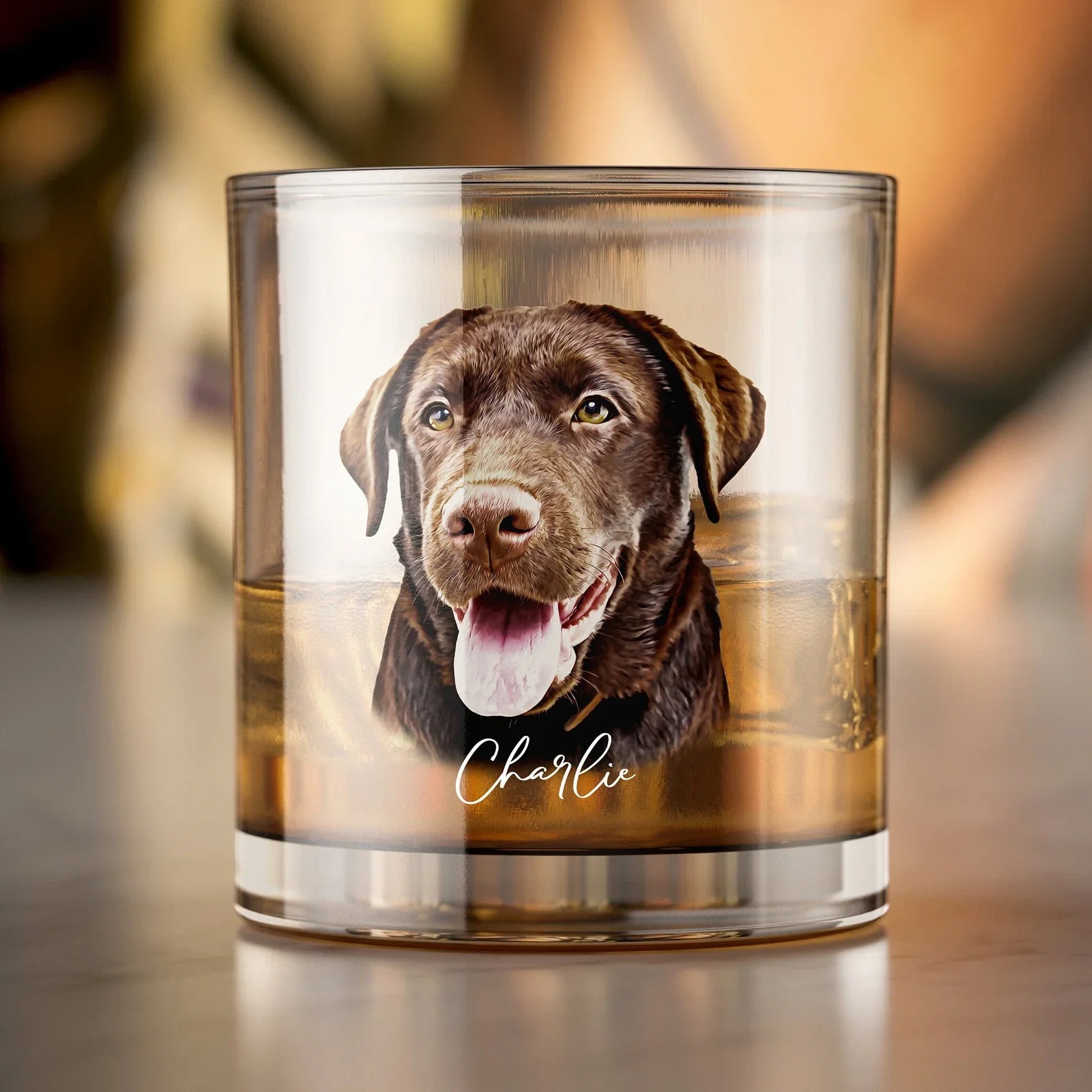 Personligt whiskyglas med foto & namn – Perfekt present till hund- och kattägare