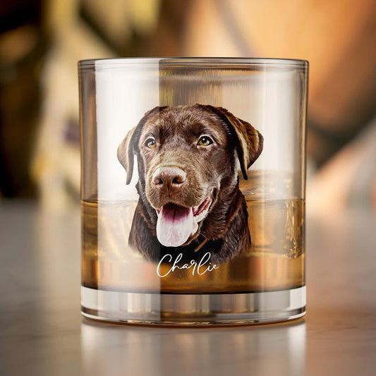 Personligt whiskyglas med foto & namn – Perfekt present till hund- och kattägare