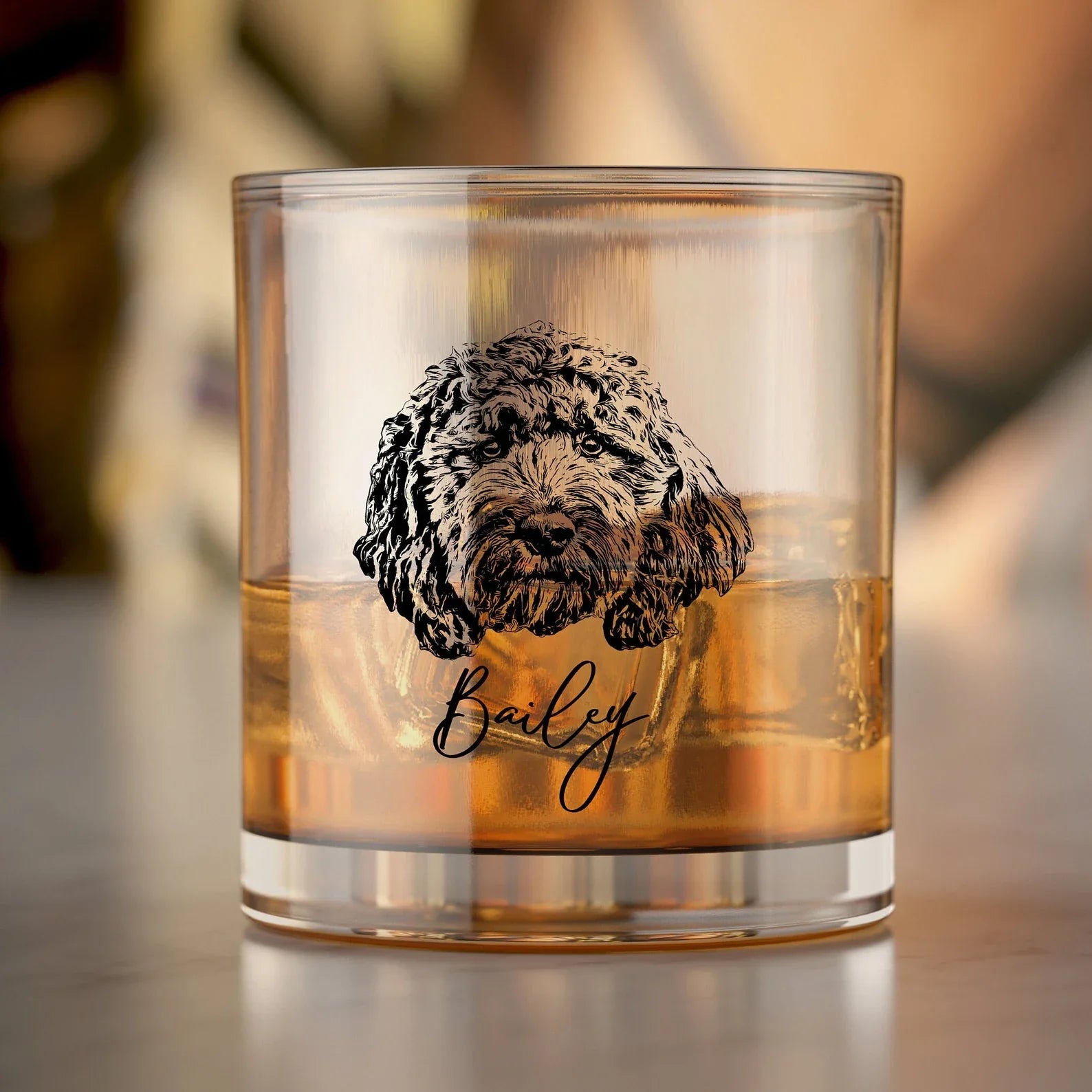 Personligt whiskyglas med foto & namn – Perfekt present till hund- och kattägare