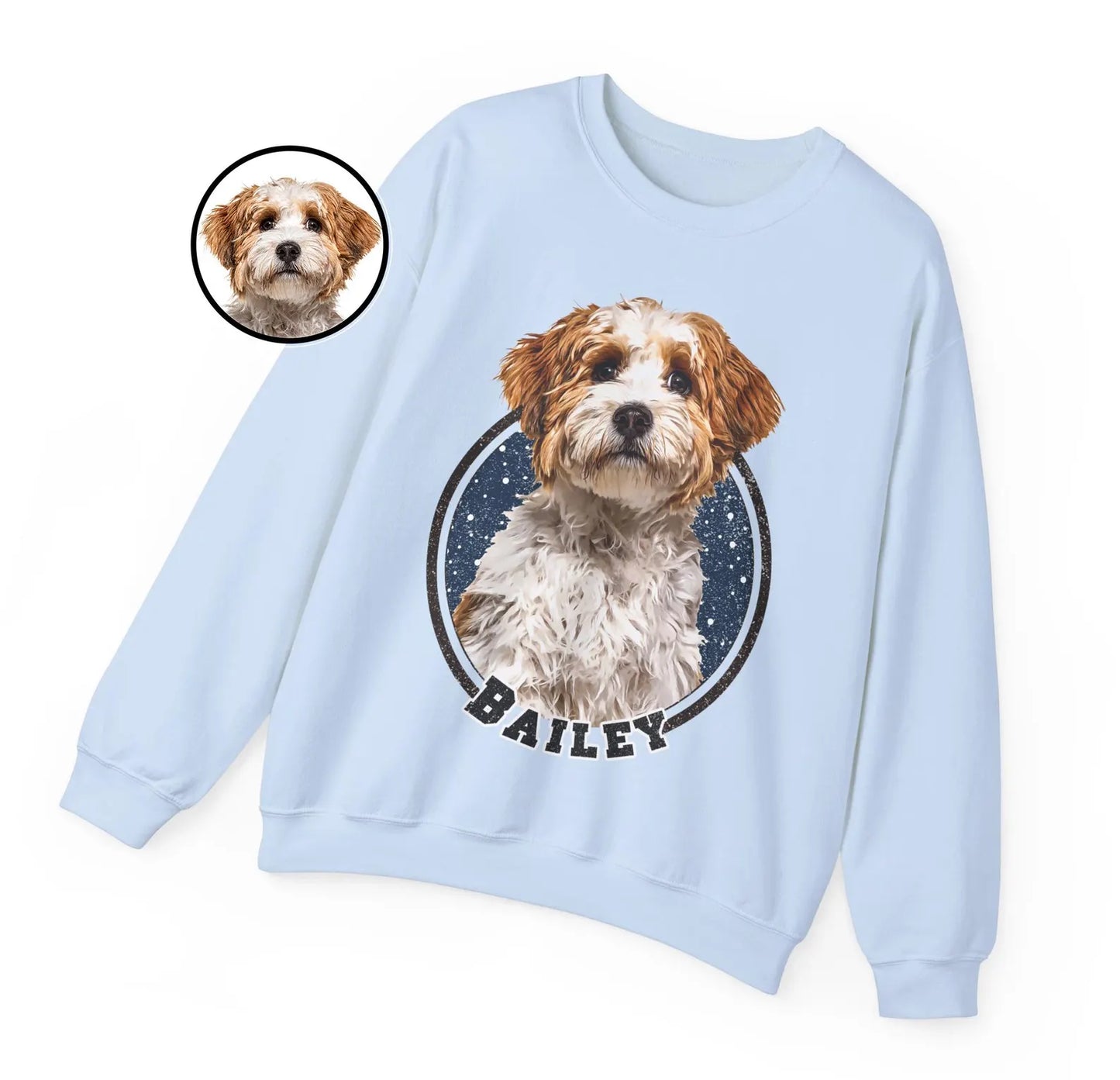 Anpassad långärmad sweatshirt med avatarfoto av hund/katt/husdjur/barn – Stjärnhimmel
