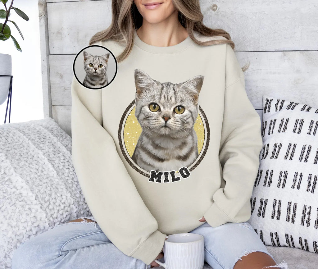 Anpassad långärmad sweatshirt med avatarfoto av hund/katt/husdjur/barn – Stjärnhimmel