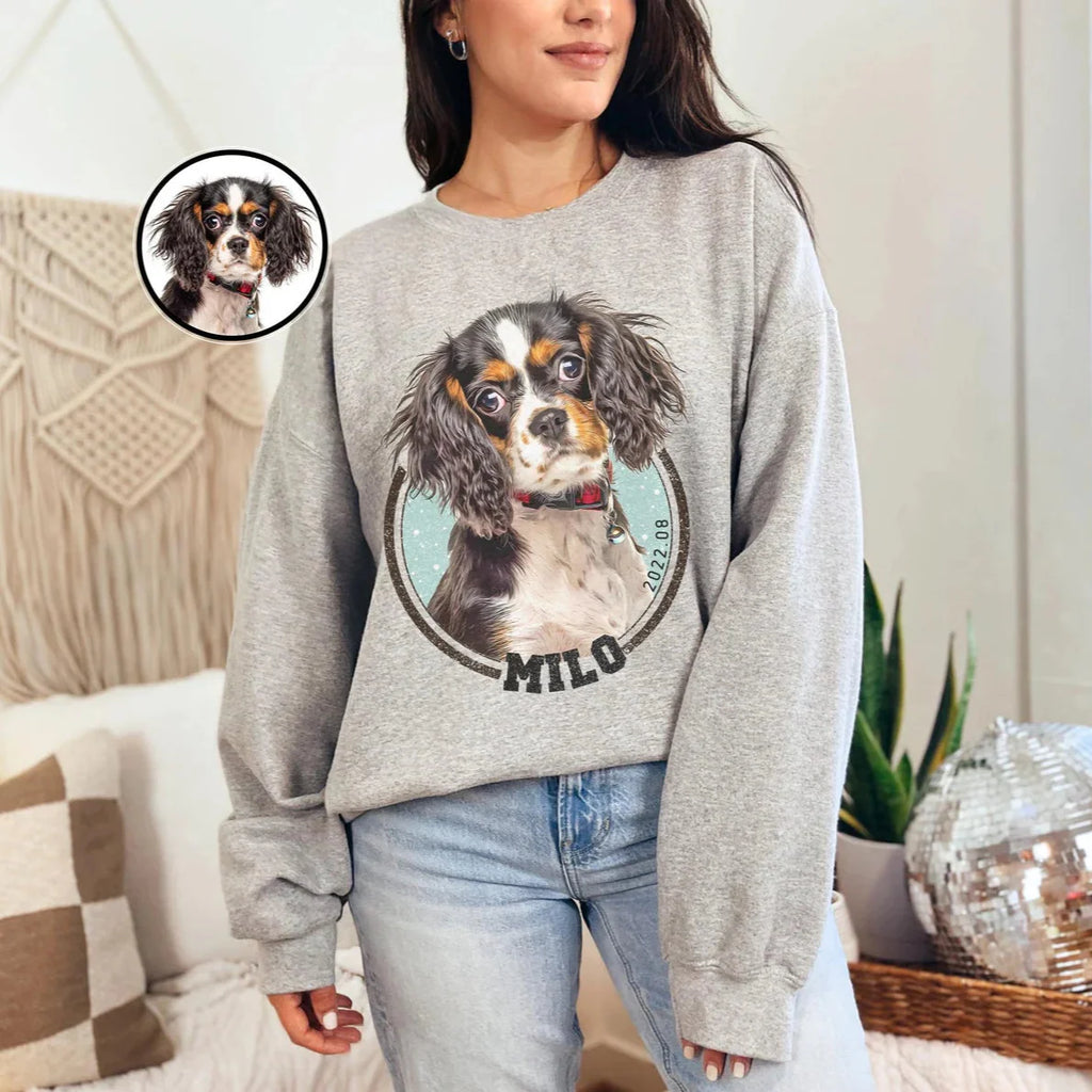 Anpassad långärmad sweatshirt med avatarfoto av hund/katt/husdjur/barn – Stjärnhimmel