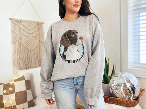 Anpassad långärmad sweatshirt med avatarfoto av hund/katt/husdjur/barn – Stjärnhimmel