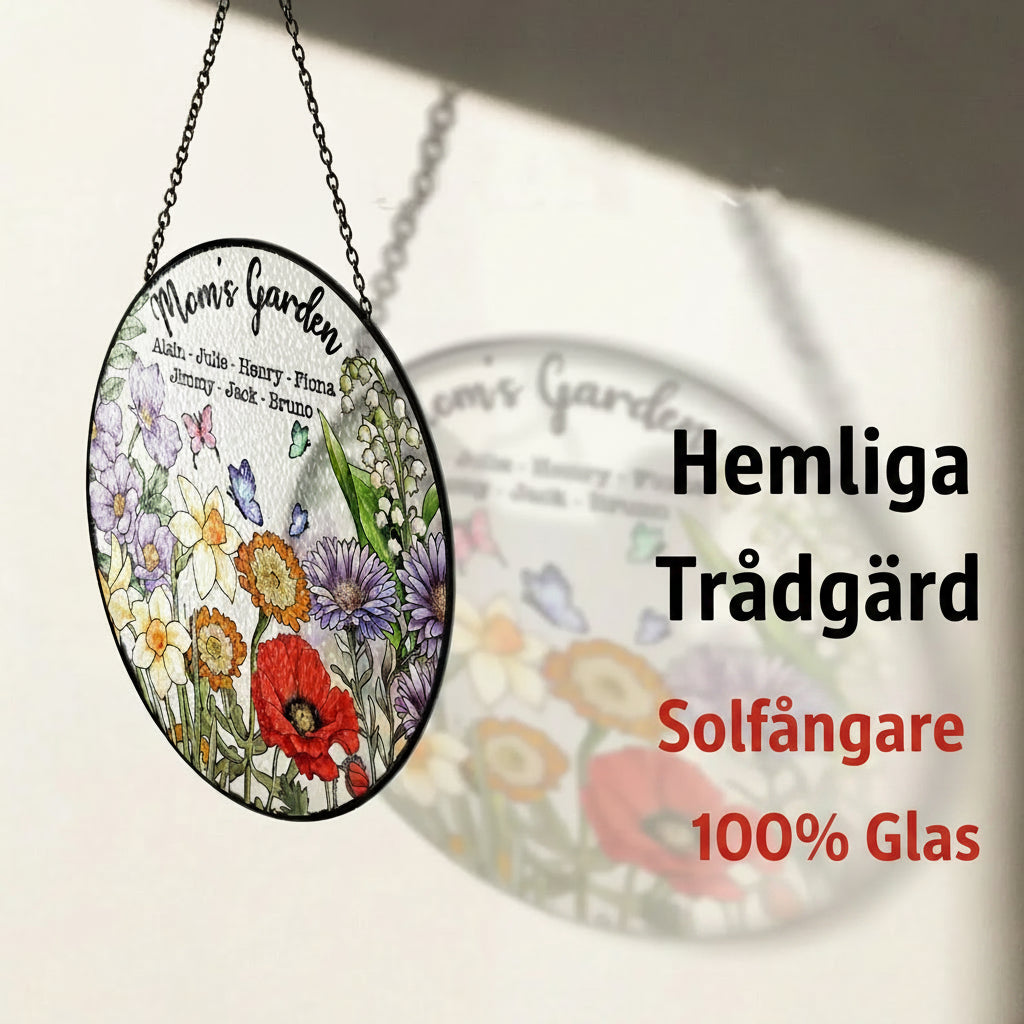 “Familjens födelseblomma” – Personlig Grandma’s Garden glasmålning solfångare