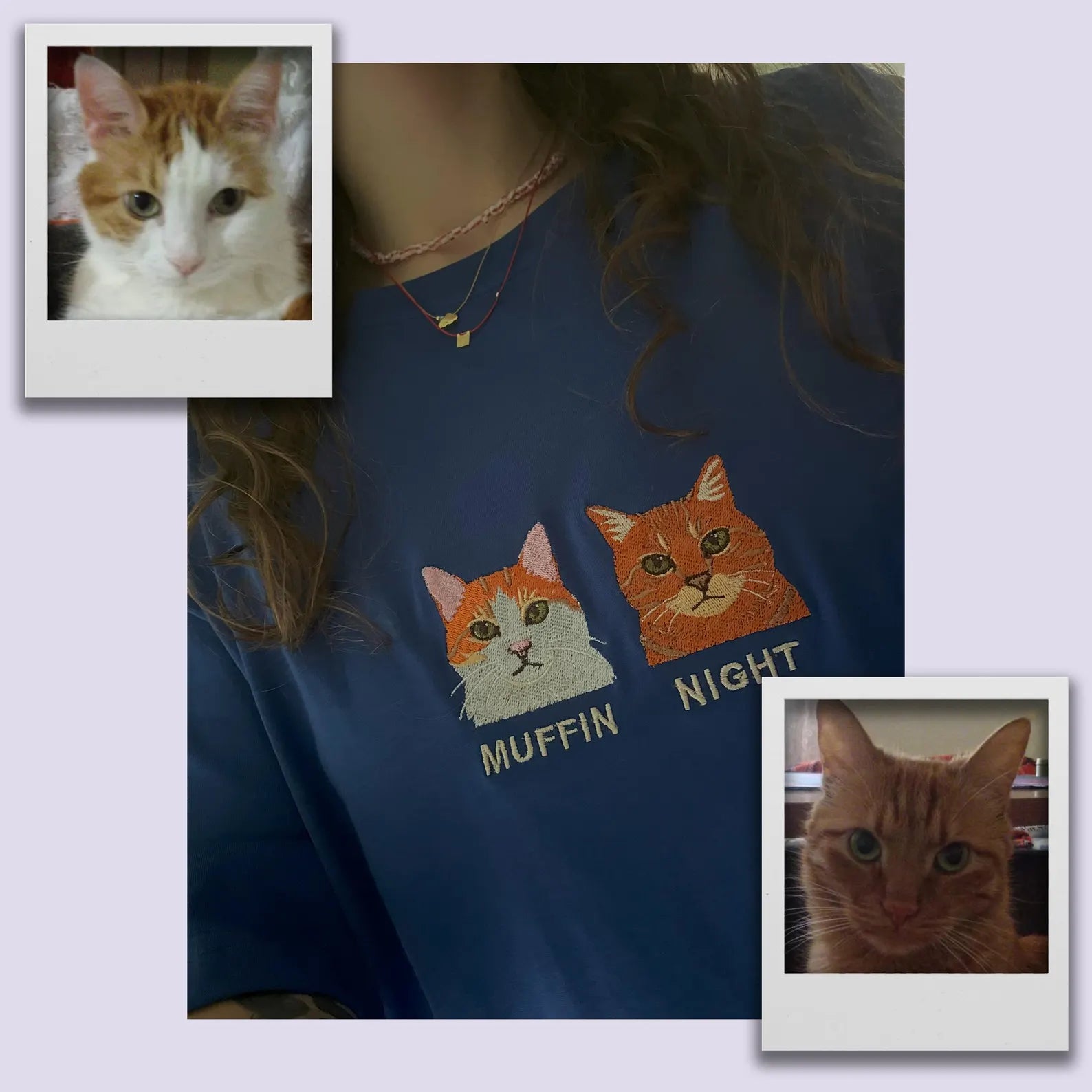 New Arrival! Personlig broderad t-shirt med husdjursfoto – Centrerat broderi
