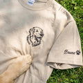 Nyhet! Broderad T-shirt med eget foto – Linjetecknad design av ditt husdjur