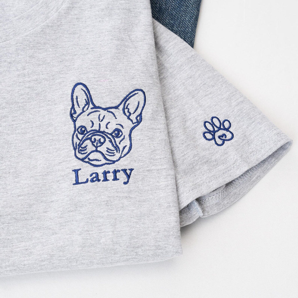 Nyhet! Broderad T-shirt med eget foto – Linjetecknad design av ditt husdjur