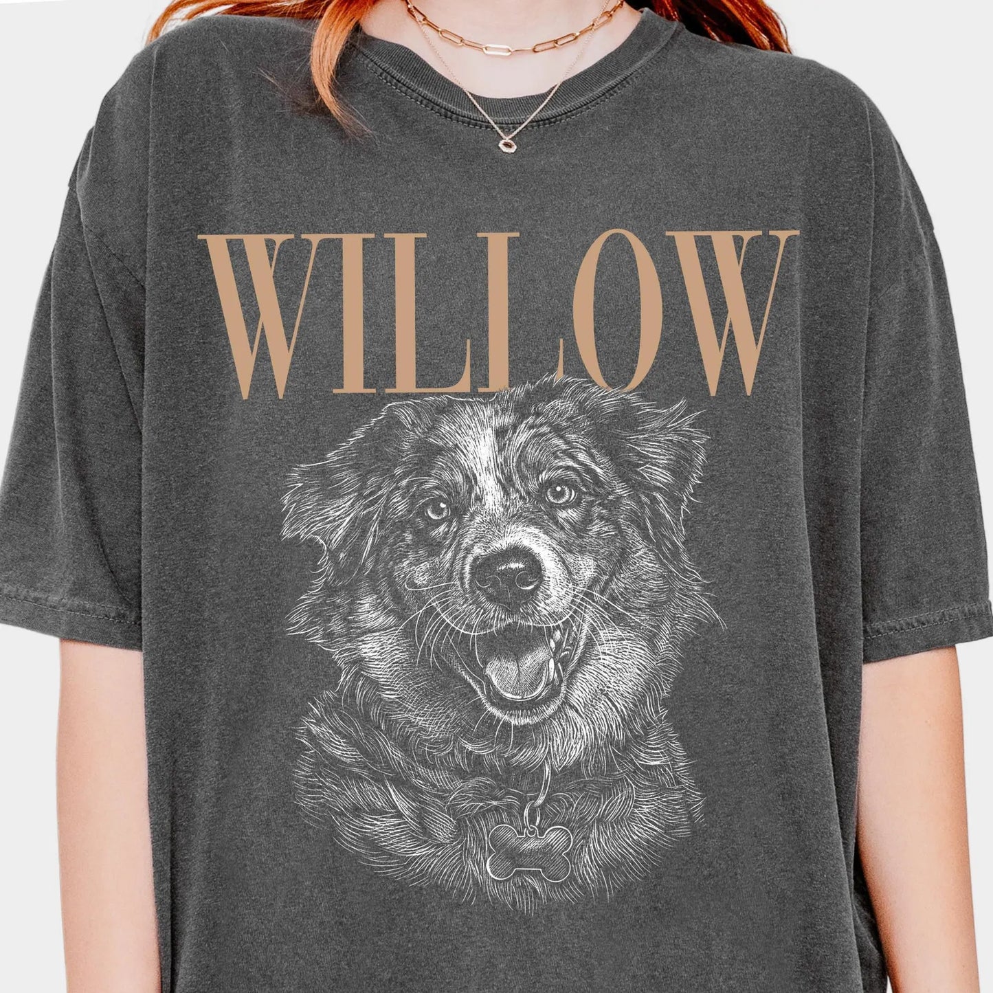 Personlig T-shirt med foto av hund eller katt – vintage stil