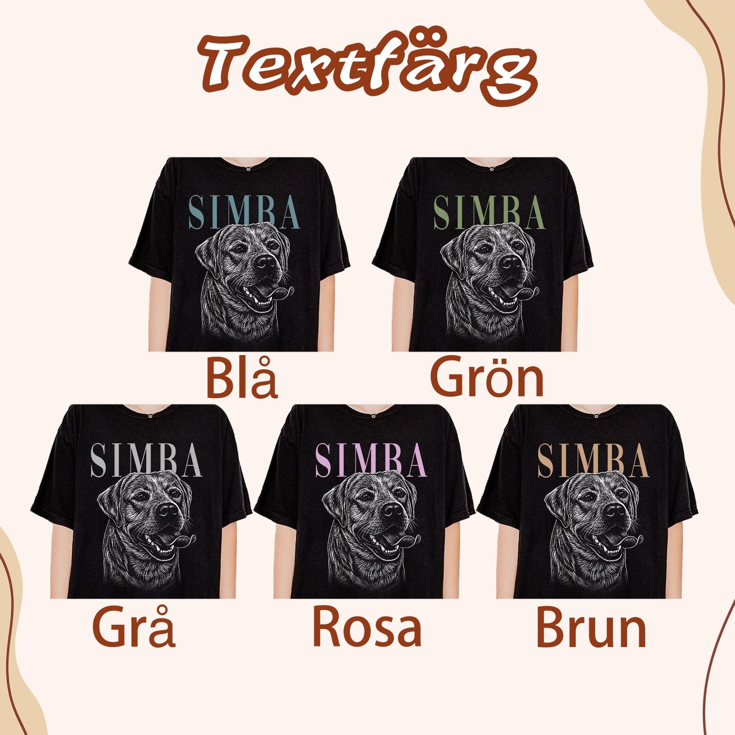 Personlig T-shirt med foto av hund eller katt – vintage stil