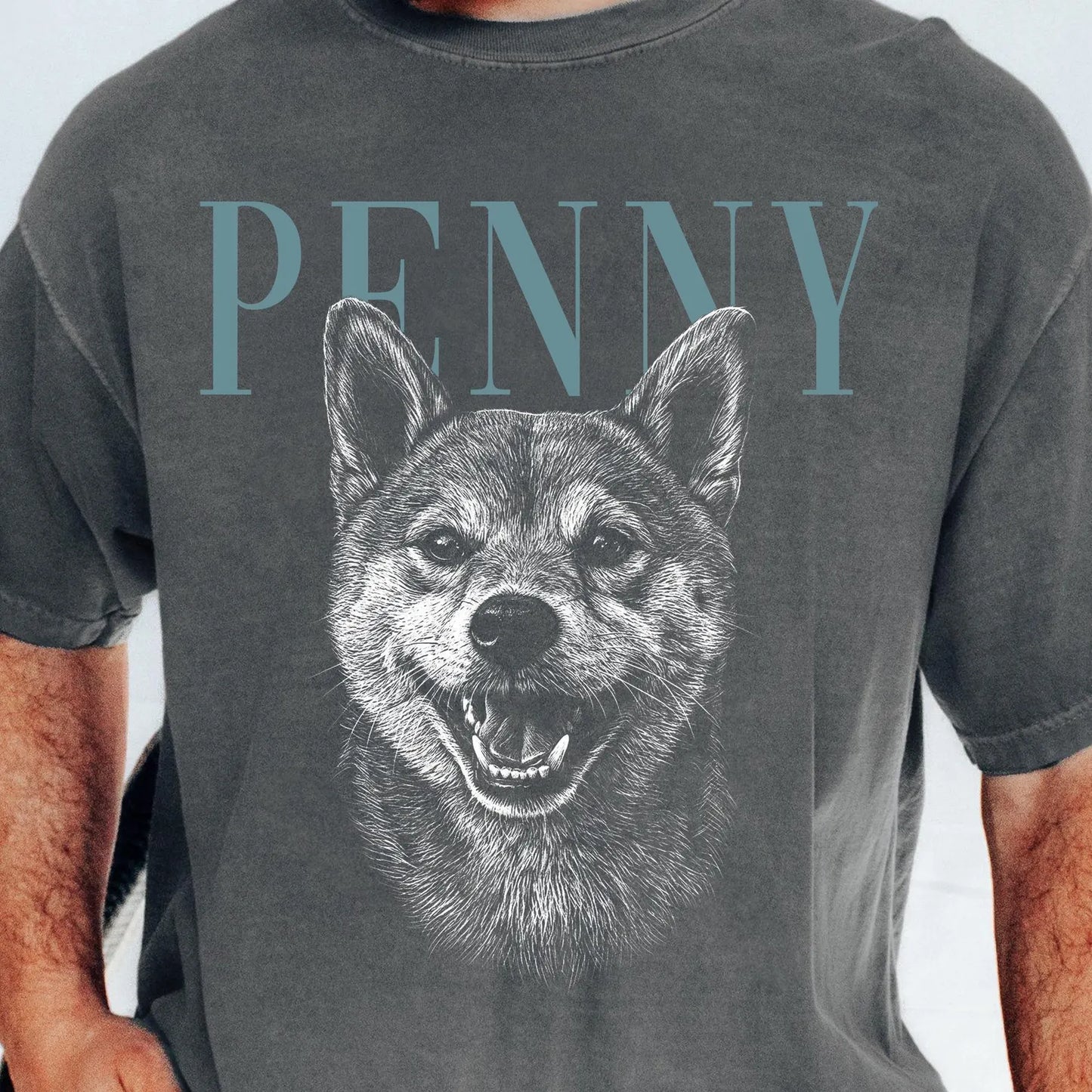 Personlig T-shirt med foto av hund eller katt – vintage stil