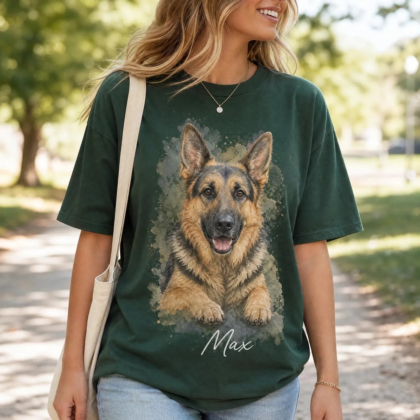 Personlig akvarell-T-shirt med ditt husdjurs porträtt
